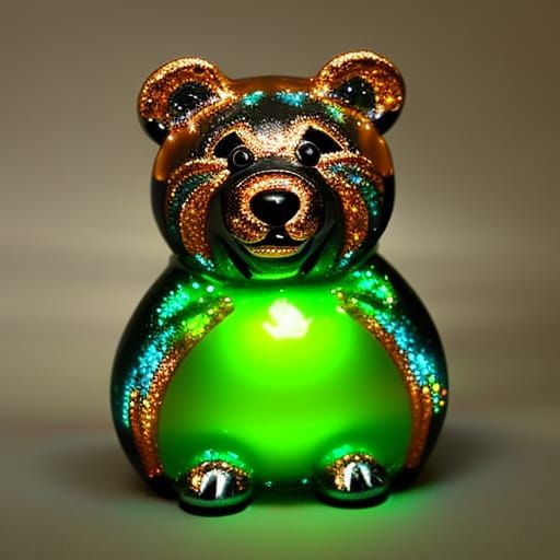 Murano Glass Bear Trinket in Splash Art Style