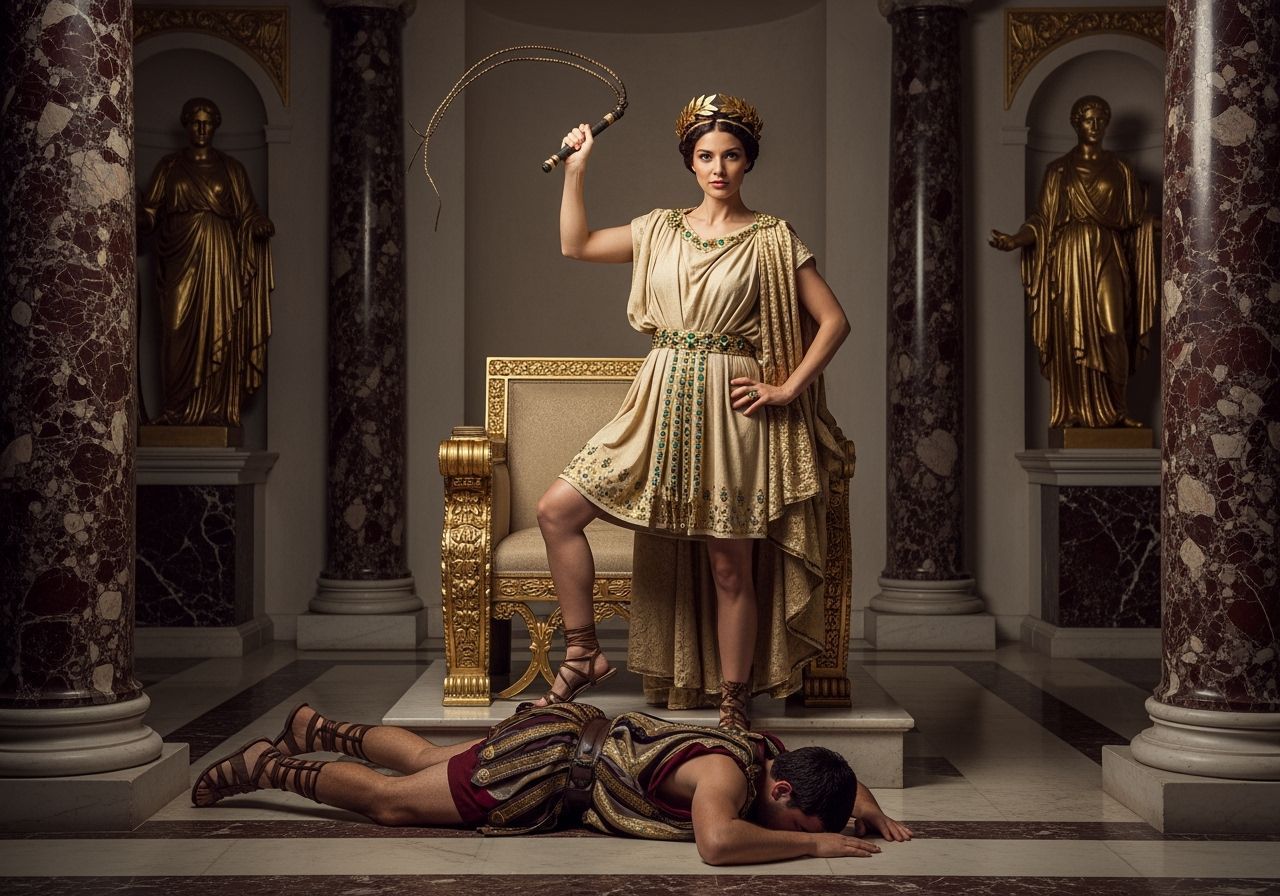 Roman Empress in Golden Throne Room: Professional Photograph...