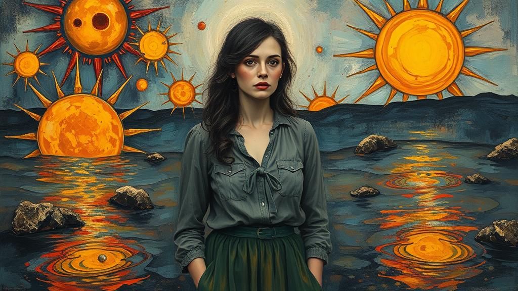 Melancholic Woman in Dreamlike, Melting Landscape