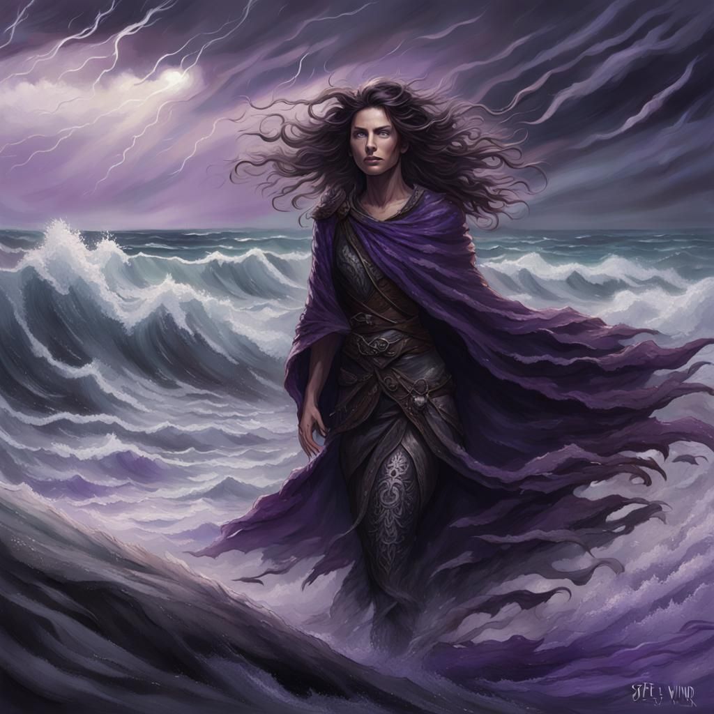 Seashore Witch in Dark Fantasy Art Style