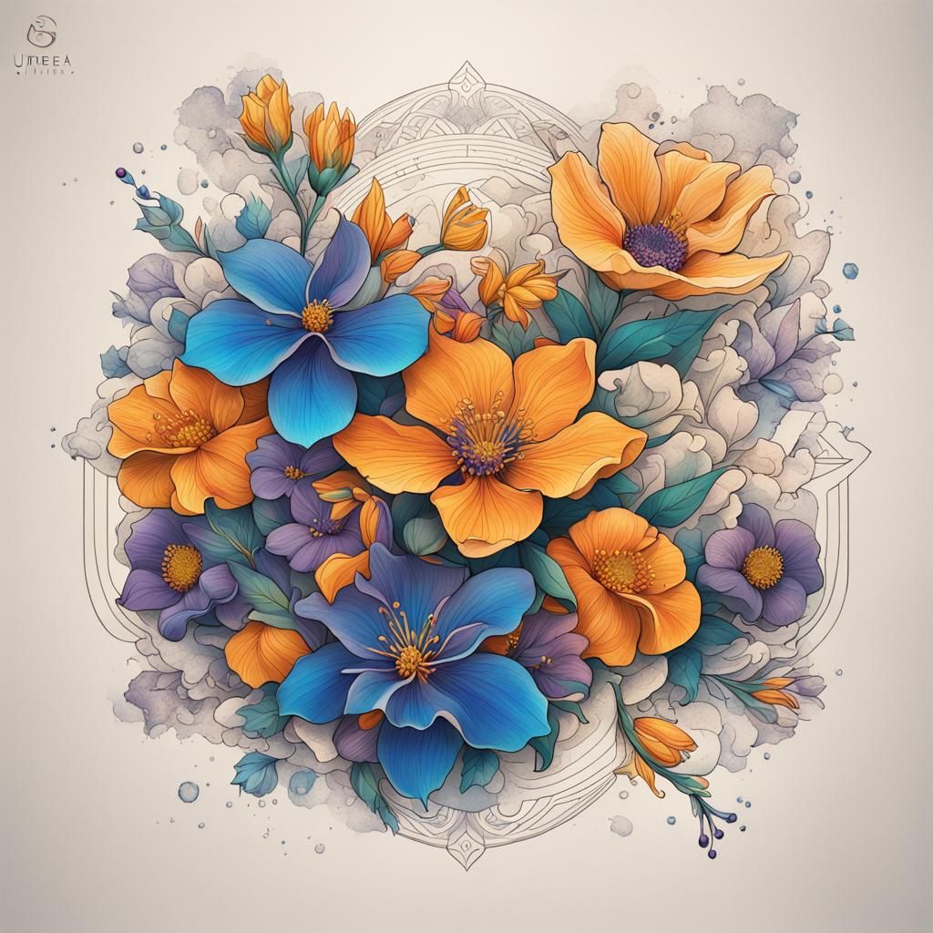 Floral Tattoo Design: Sister Bond with Astrological Signs