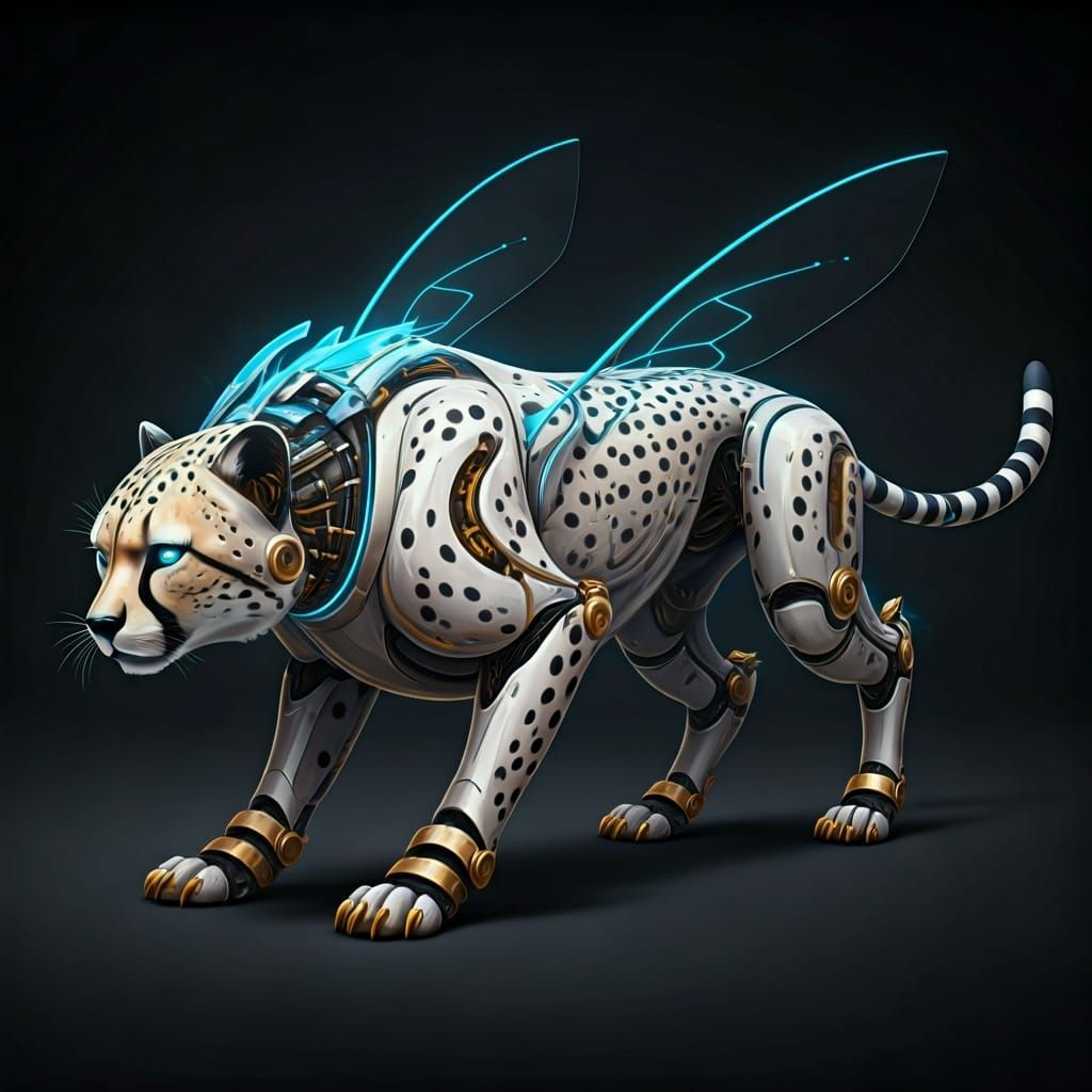 Aerofang Velocity: Biomechanical Cheetah in Futuristic Style