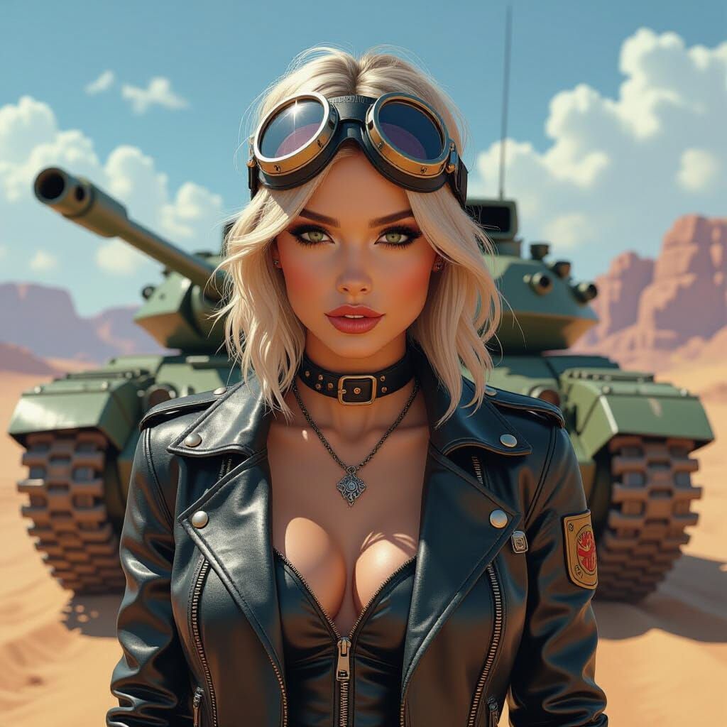 Tank Girl Portrait in Hyper-Realistic Style