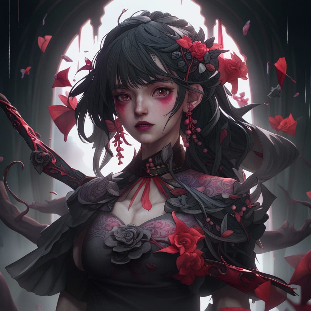 Yandere Character in Detailed Matte Painting