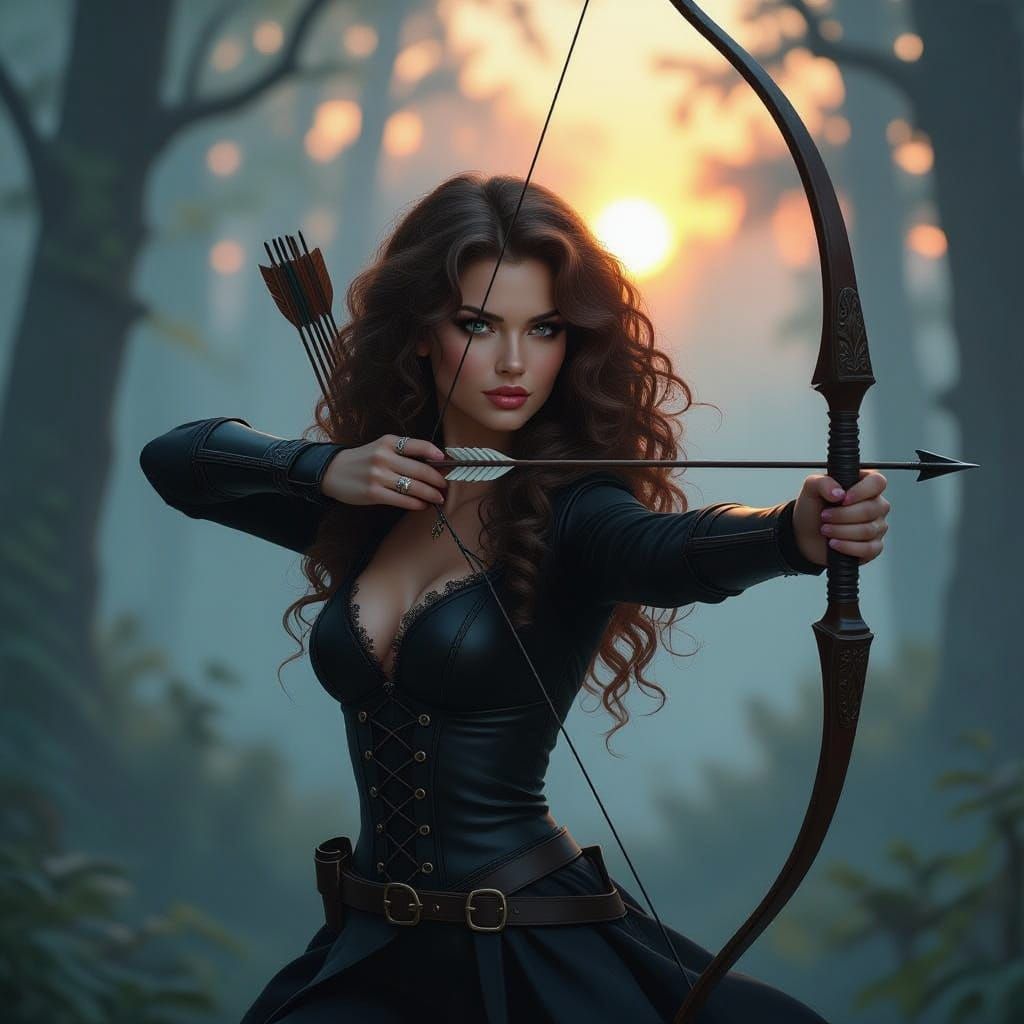 Mystical Forest Huntress in Sunset Twilight