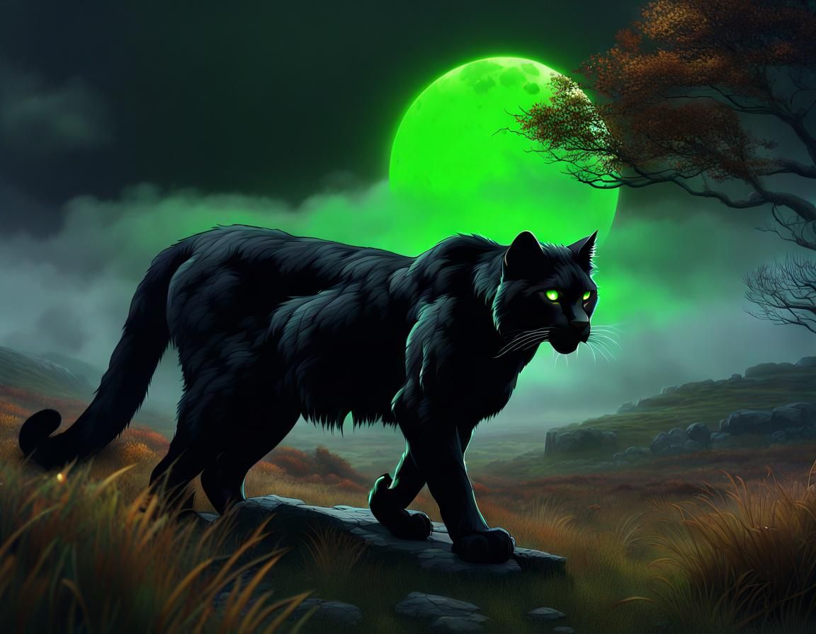 Big Black Cat on Bodmin Moor in Fantasy Art