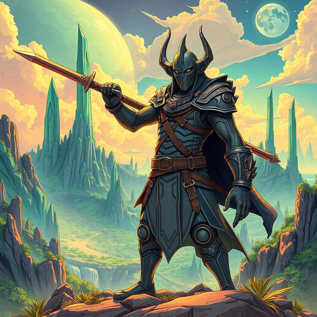 Klingon Warrior on Vulcan in 3D Doodle Sketch Style