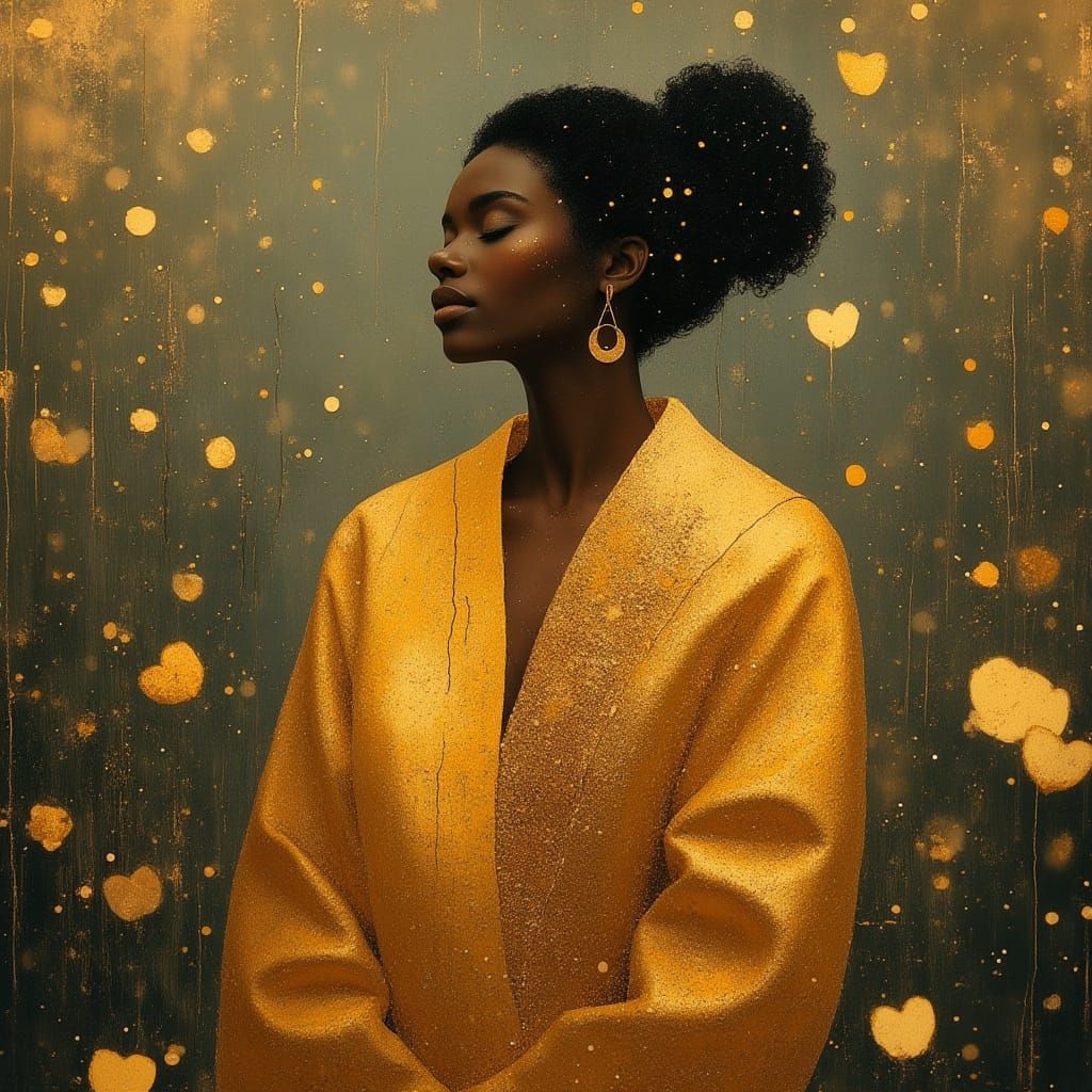 Woman in Bioluminescent Field, Dreamlike Cinematic Painting