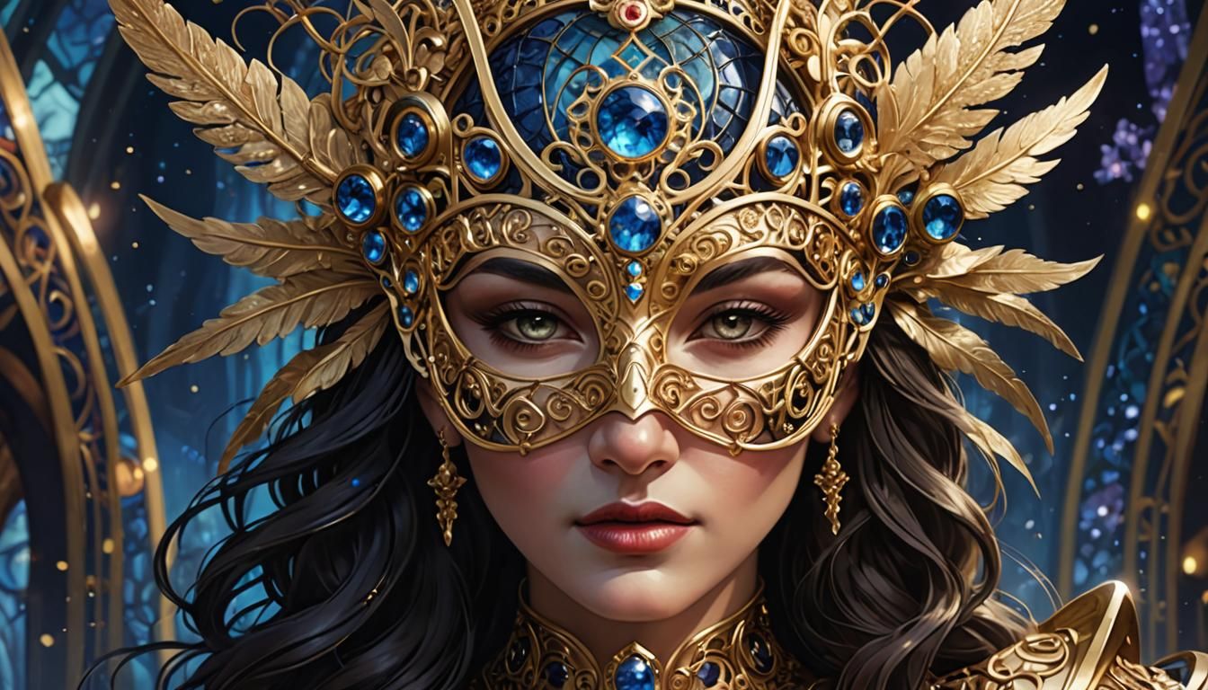 Empress of Atlantis Mask: Art Nouveau Illustration