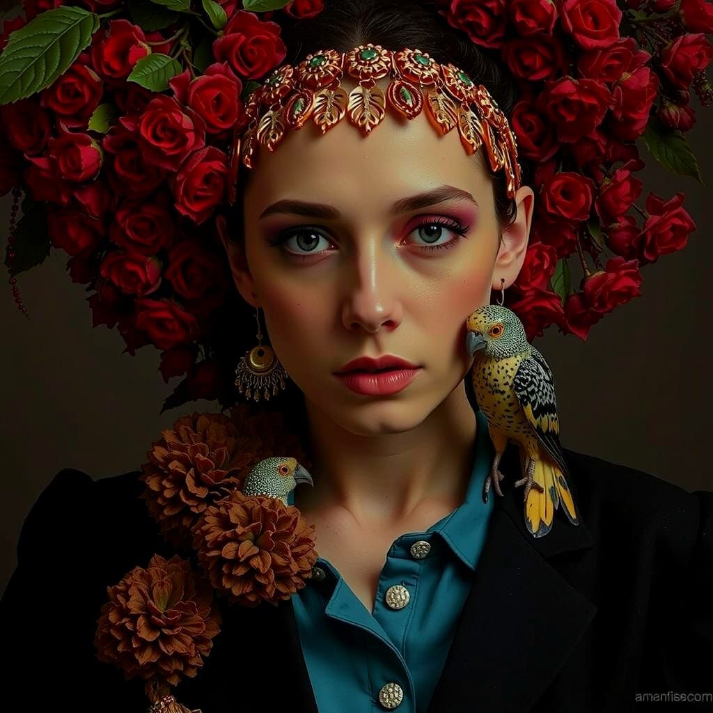 Cockatoo-Woman Portrait in Max Ernst Style