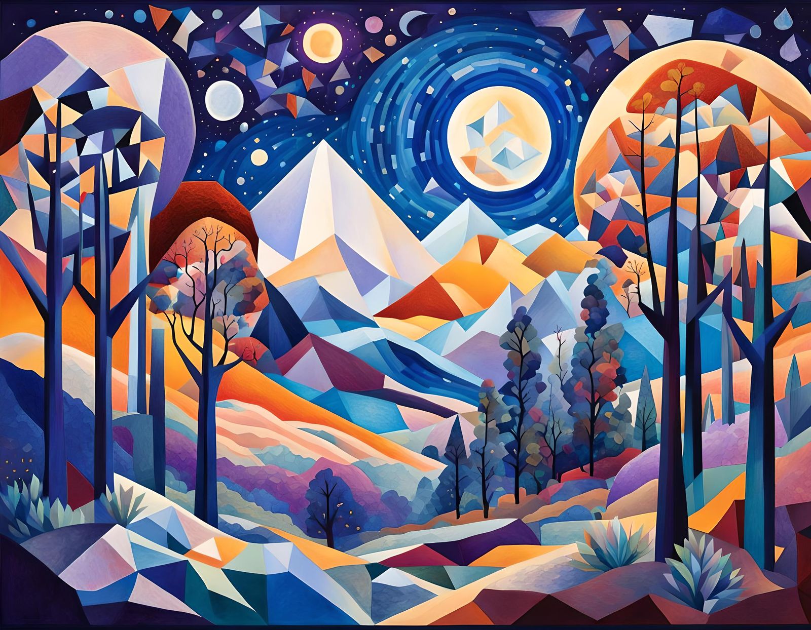 Cubist Universe: Planets in Abstract Fantasy