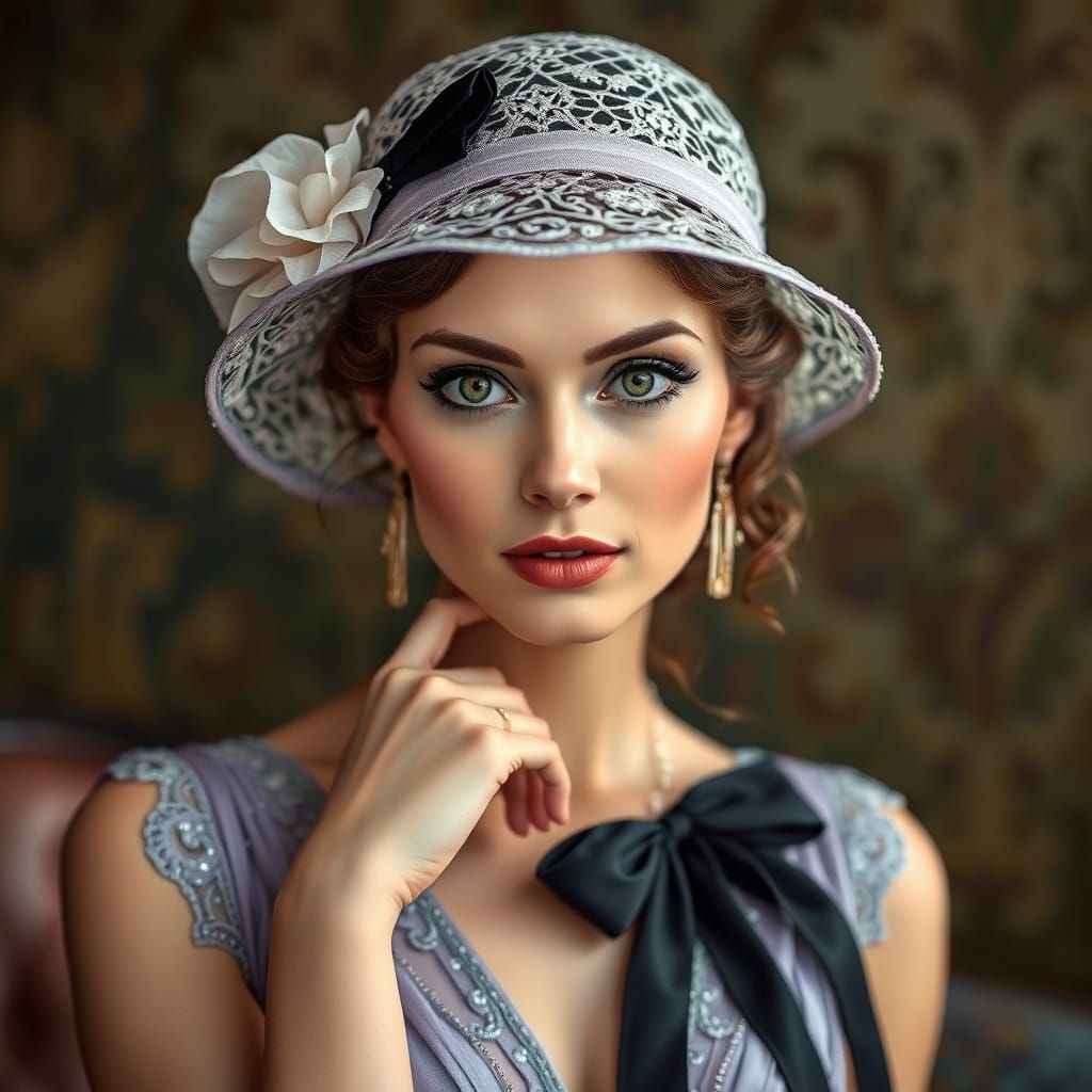 Glamorous Movie Star in Art Nouveau Style