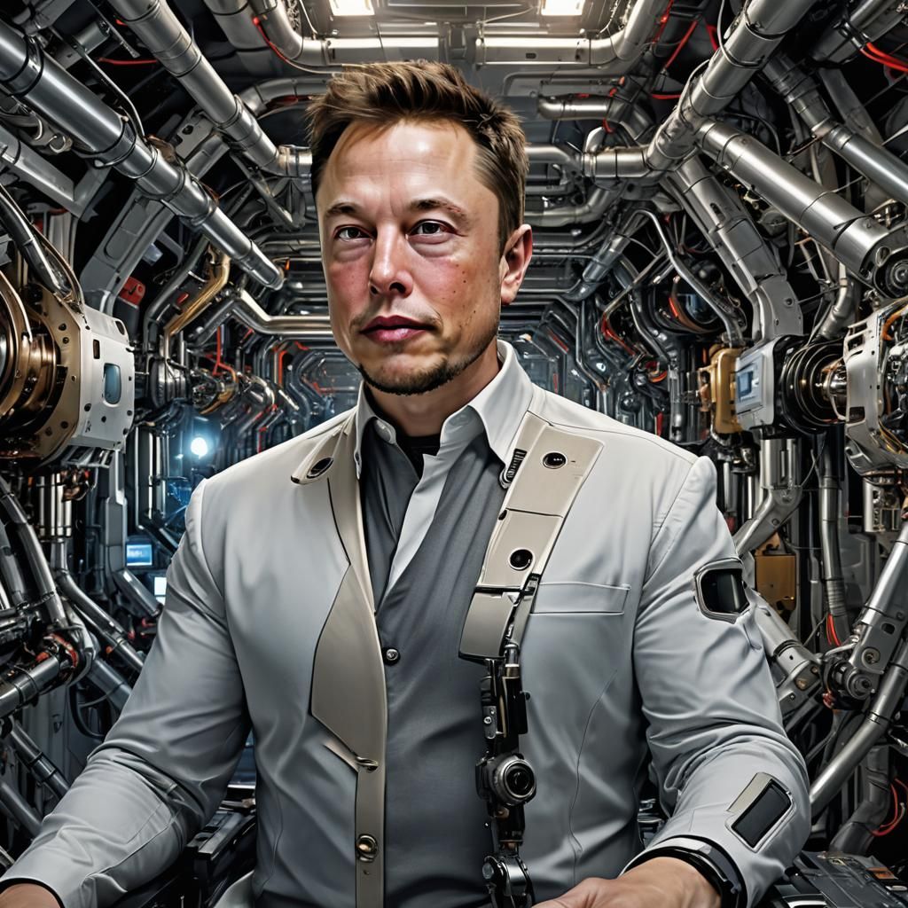 Cyborg Elon Musk: Detailed Matte Painting in 8k