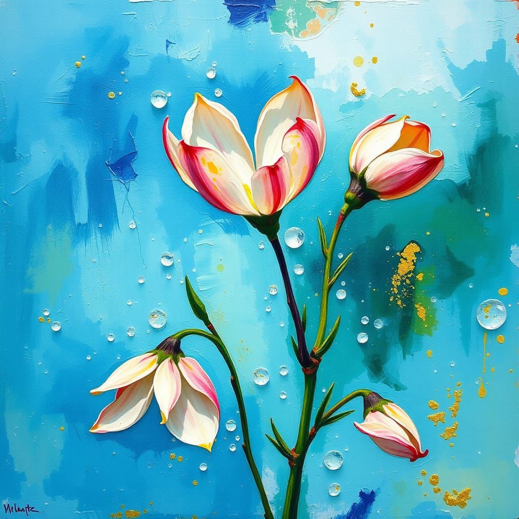 Vibrant Spring Bouquet in Mixed-Media Watercolour Style