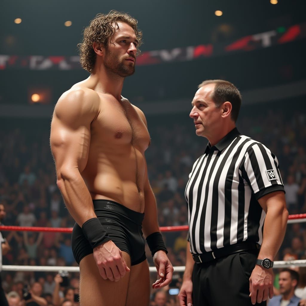 Confident Wrestler in Hyper-Realistic Arena Setting