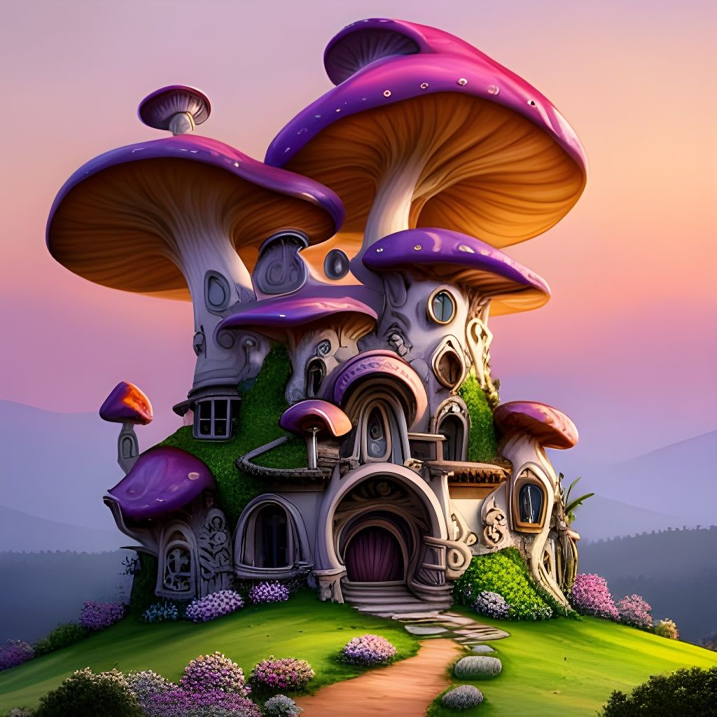 Fairytale Shroompunk Mansion as Digital Art