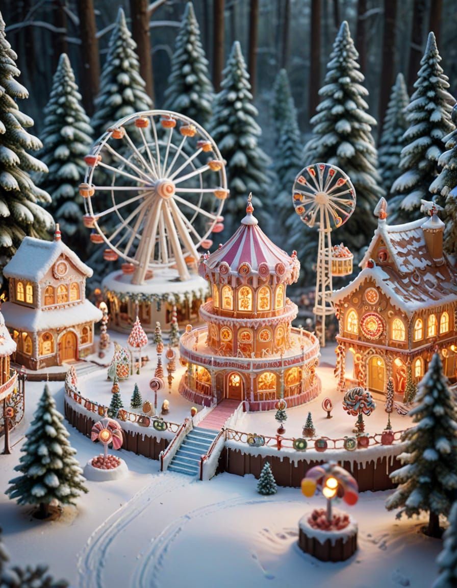 Candy Amusement Park in Winter Wonderland