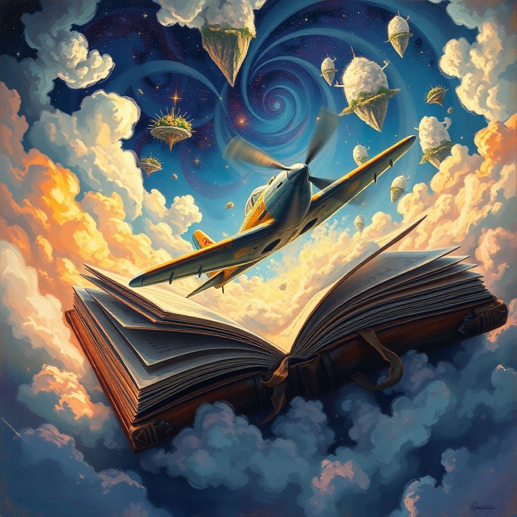 Vintage Airplane Bursts Into Dreamlike Realm