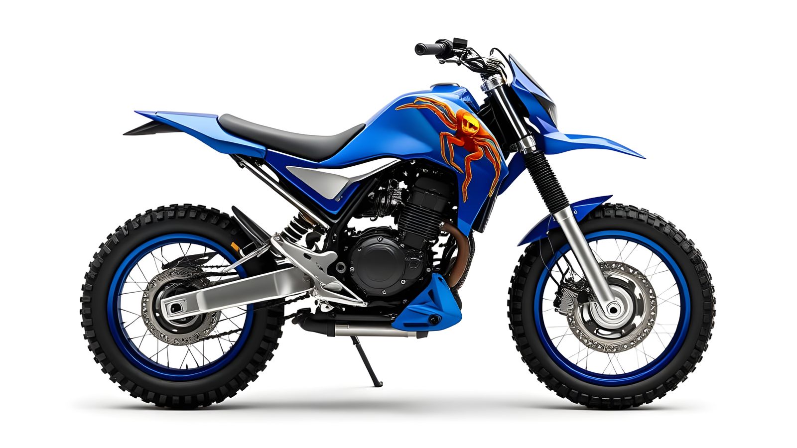 Retro Electric Off-Road Bike Concept in Vibrant Blue and Sil...
