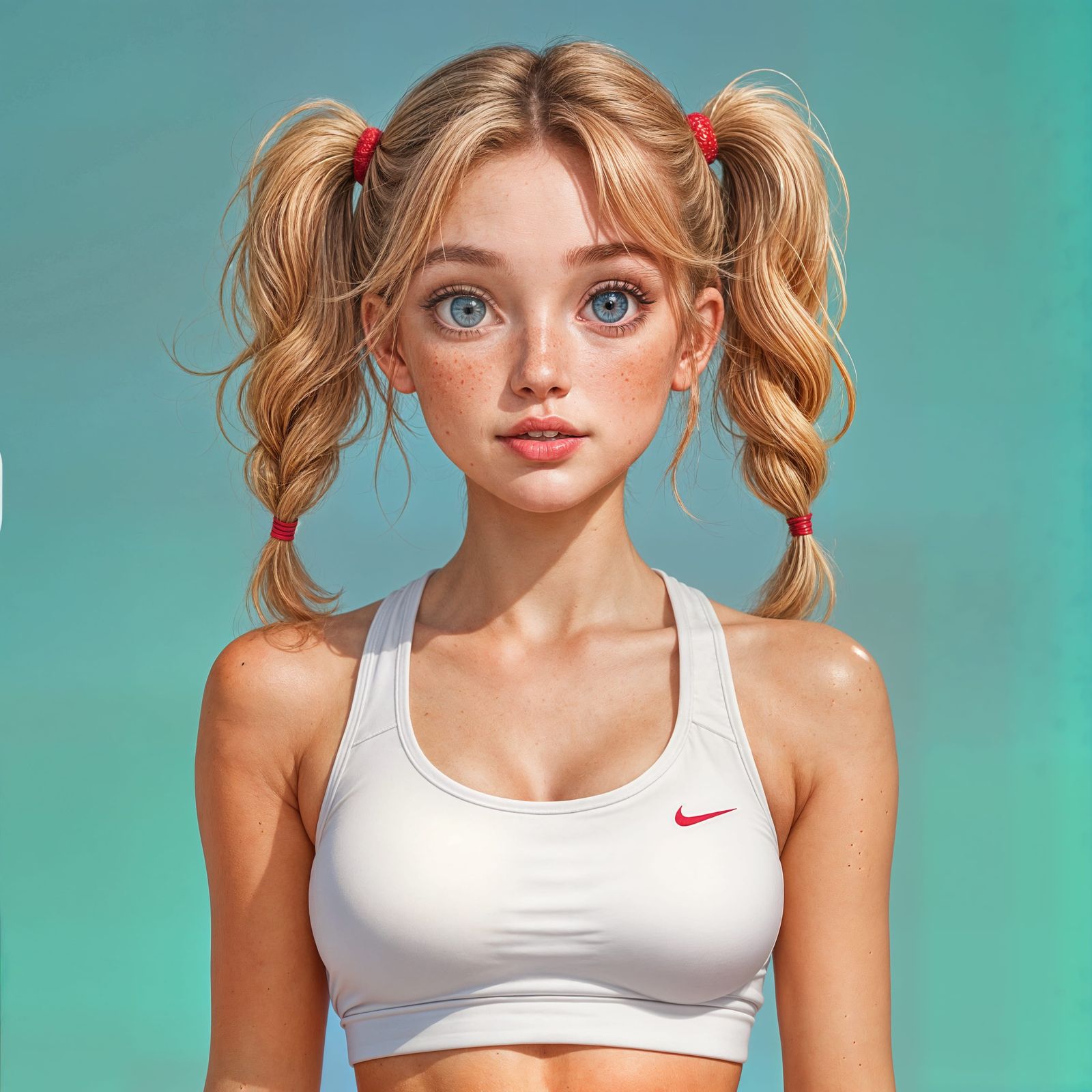 Hyperrealistic Portrait: Young Woman in Tennis Outfit