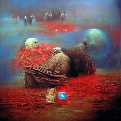 Hyperrealistic Galaxy of Lamenting Souls in Beksinski Style