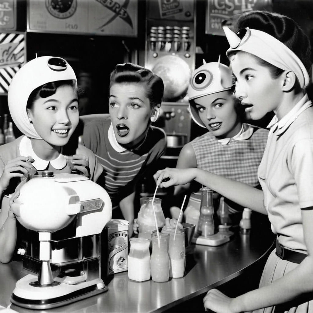 "Lively"Kids in Retro-Futuristic Malt Shop