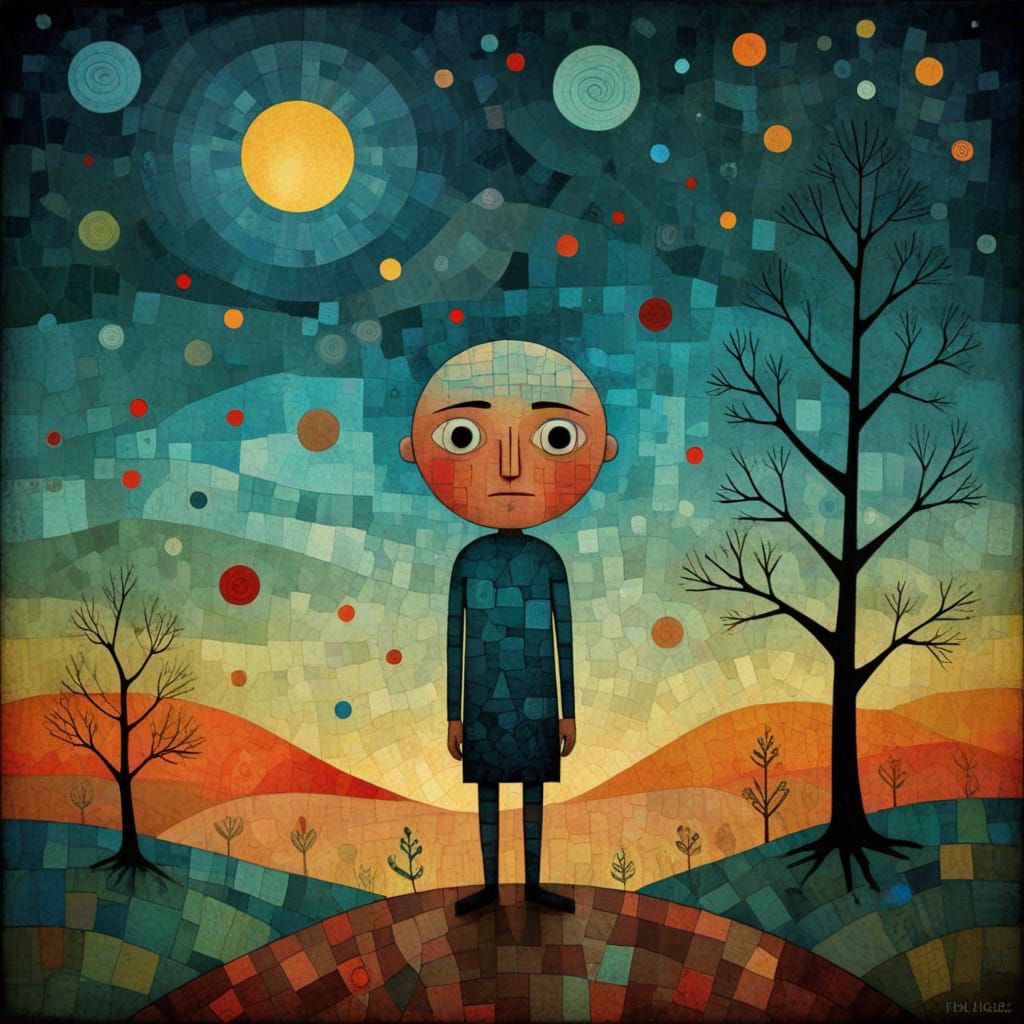 Subject as Mosaic in Surreal Geometric Style