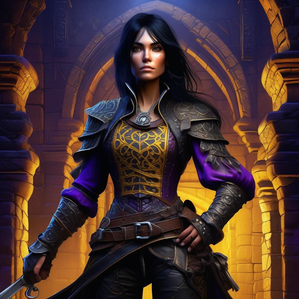 Female Pirate in Dark Fantasy Art Nouveau Style