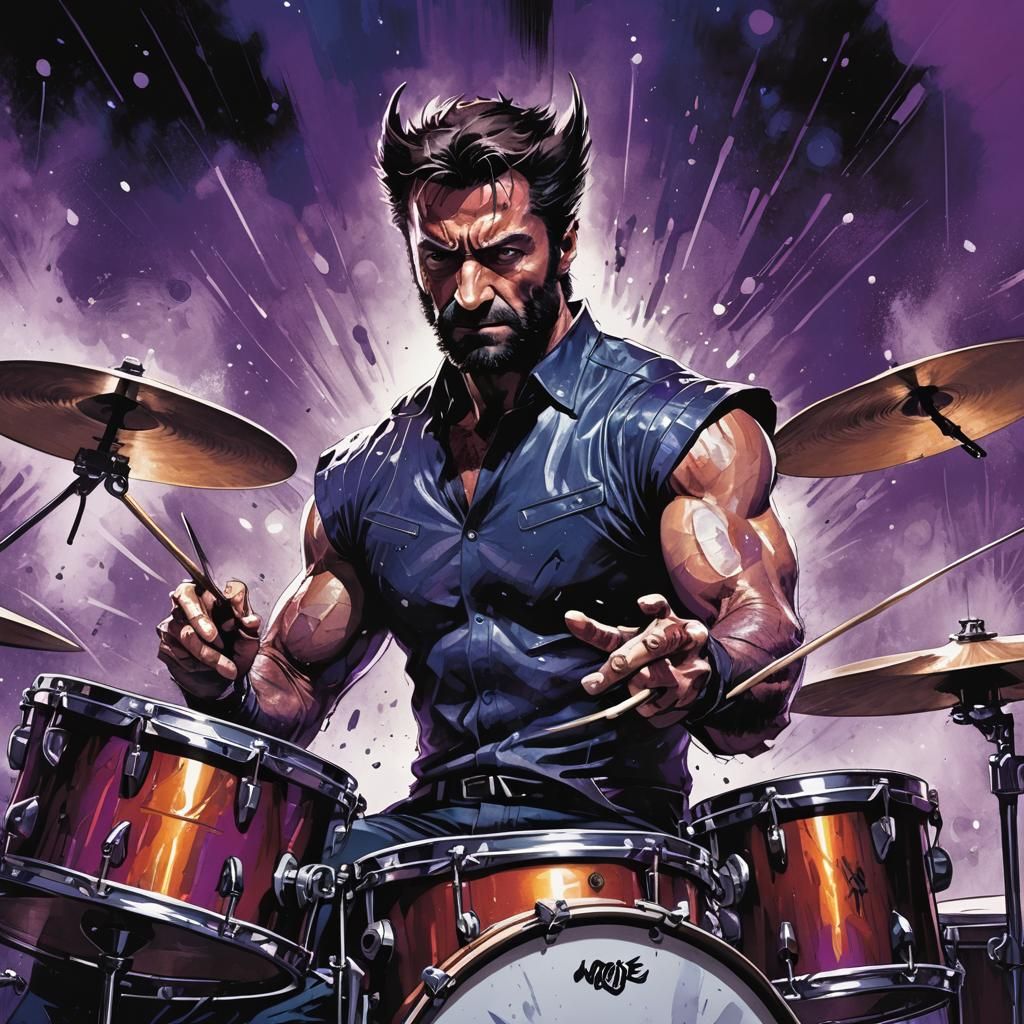 Wolverine's Drum Solo: A Comic Book Illustration