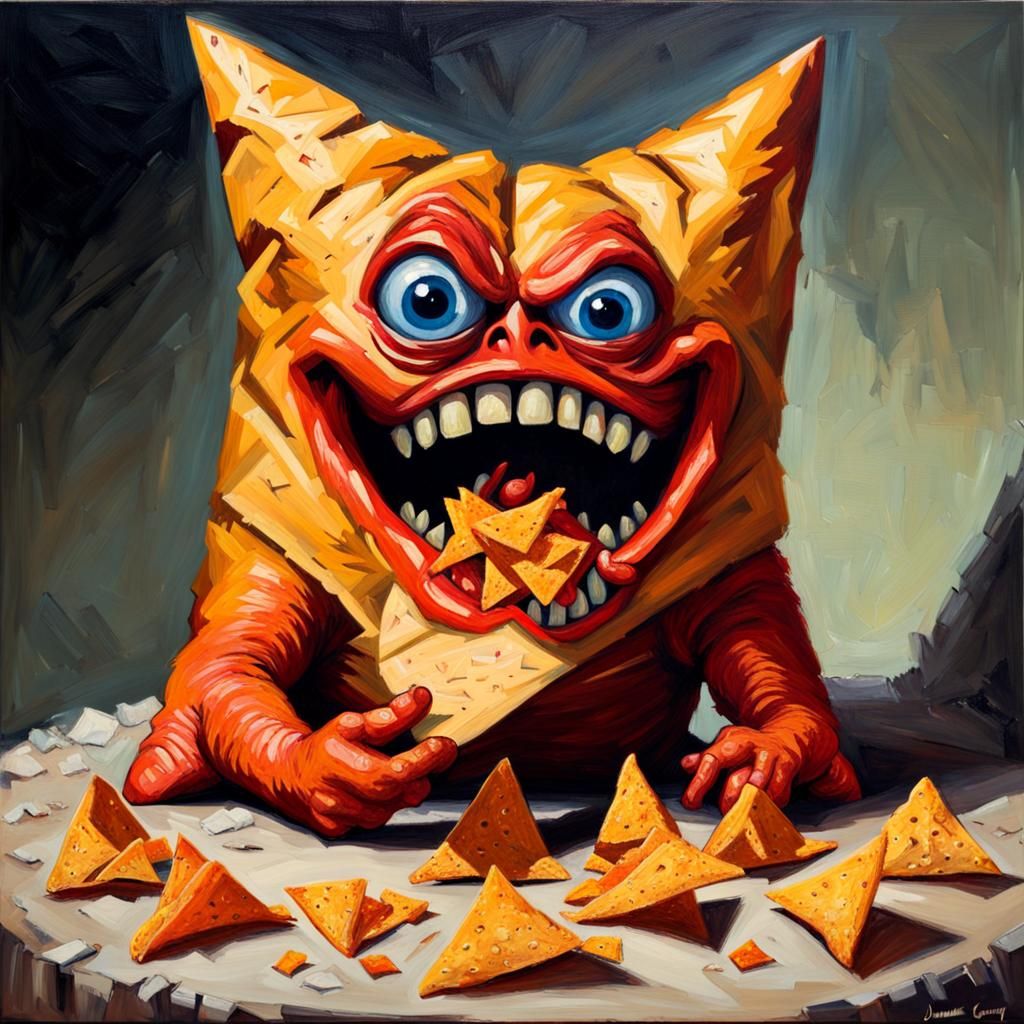 Dorito  monster eating Doritos