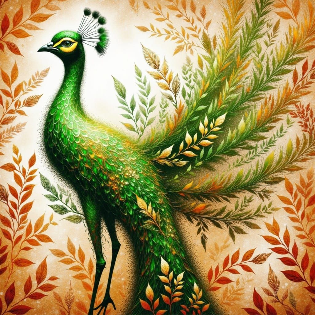 Gilded Pheasant Amidst Vibrant Metallic Filigree