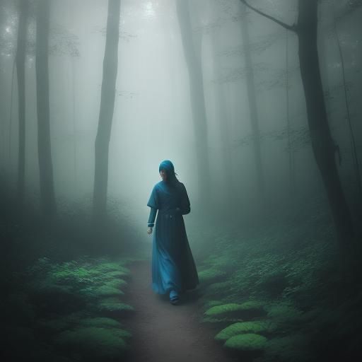 Ethereal Woman in Lush Garden, Film Noir