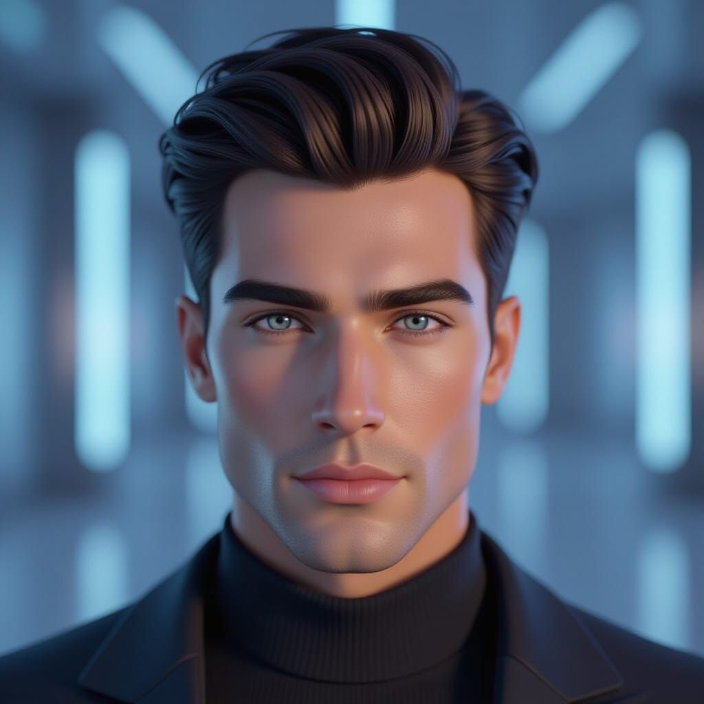 Hyperrealistic Male Avatar in Ash Thorp Style