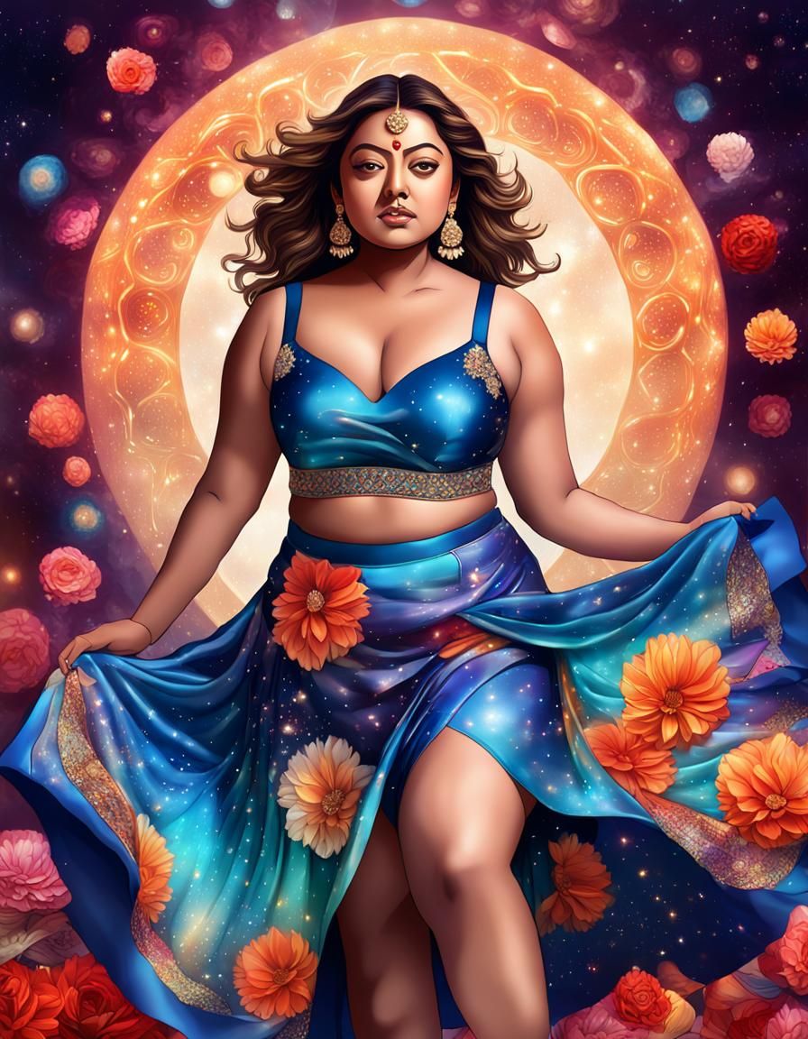 Fantasy Indian Woman in Astral Cosmic Illustration