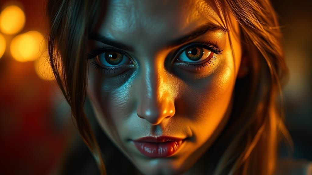 Enigmatic Woman in Hyperrealistic Portrait
