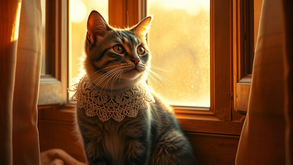 Cat in Lace Collar in Dutch Masters Style
