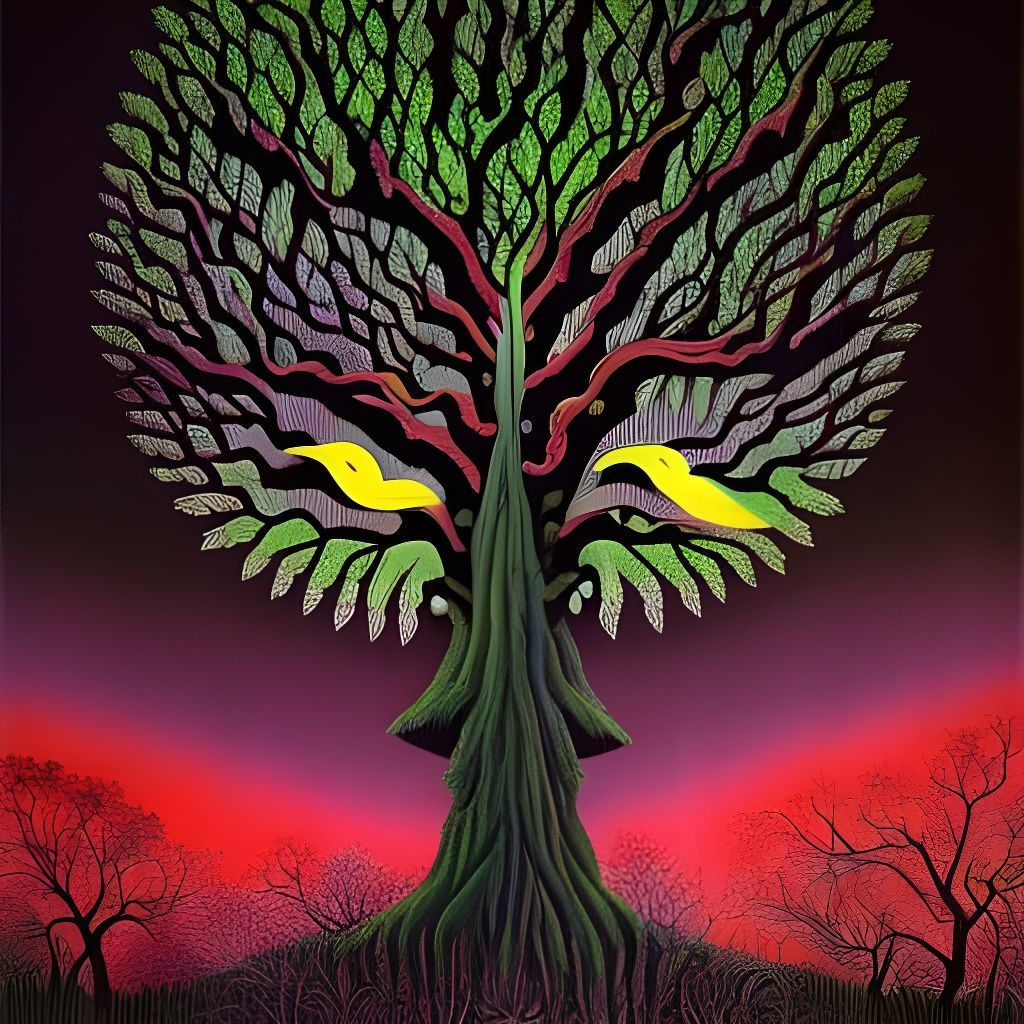 Psychedelic Forest Art with Optical Illusions