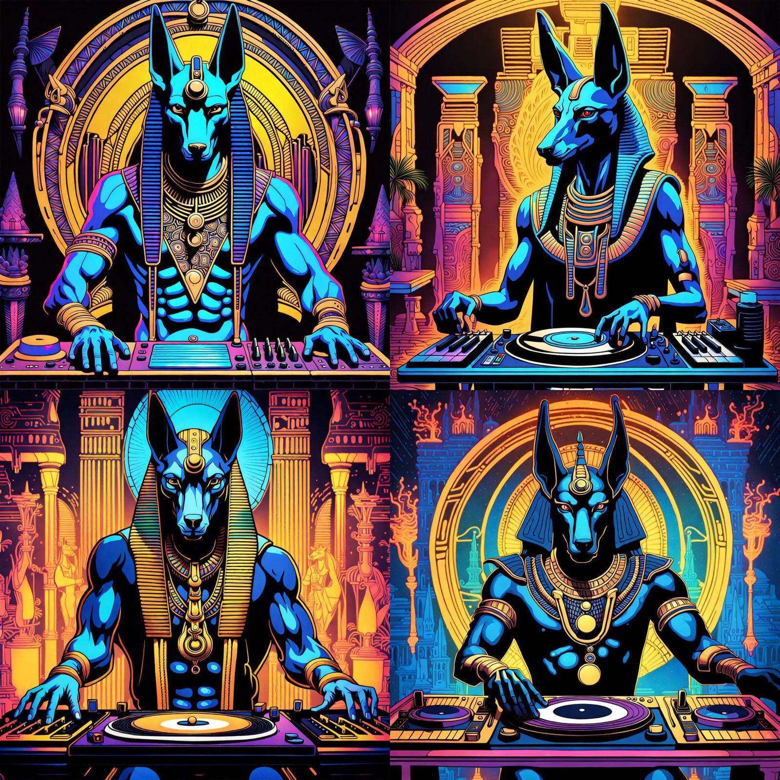 UV Reflective Anubis DJ at a Club