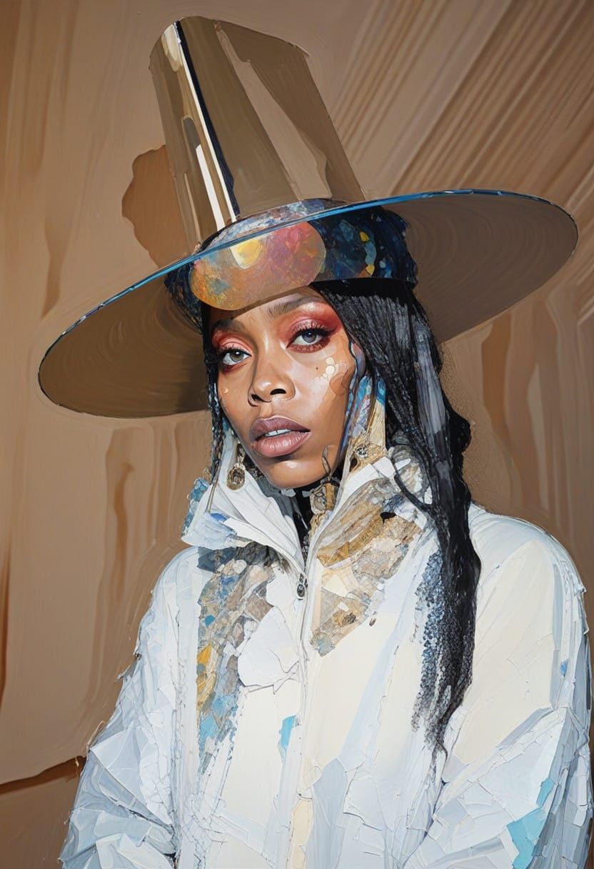 Erykah in Vibrant, Dreamlike Oil Painting