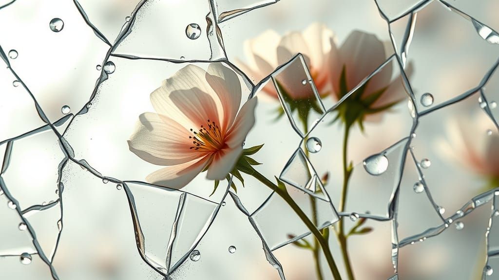 Flowers Bloom Through Glass: A Surreal Digital Illustration