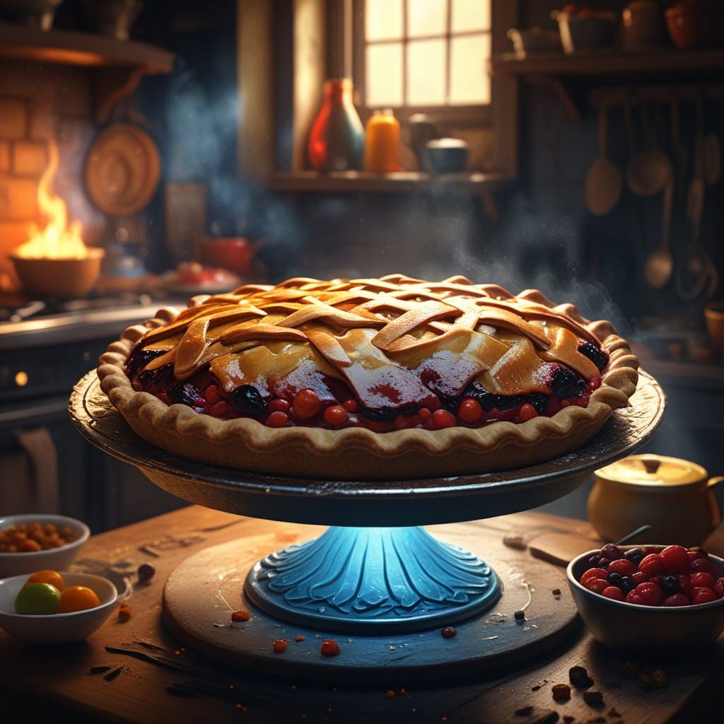 Cozy Kitchen Scene with Homemade Pie