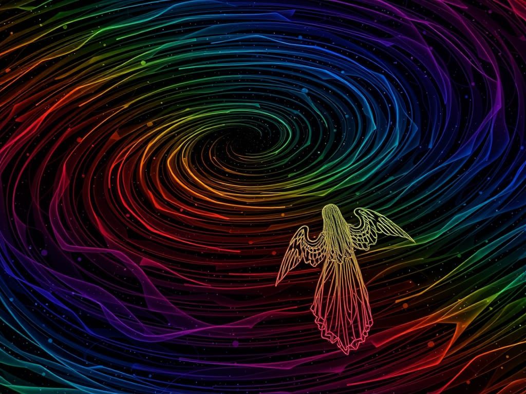 Abstract Vision of Falling Nightmare in Void Darkness