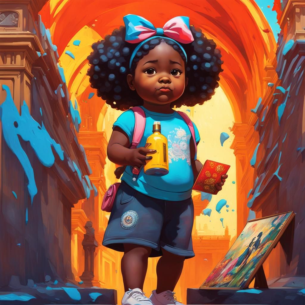 Girl Visits Mona Lisa: Graffiti-Style 3D Art