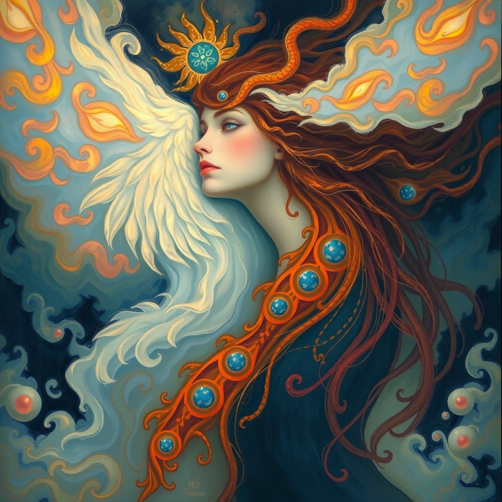 Surreal Odilon Redon Portrait in Swirling Misty Landscapes