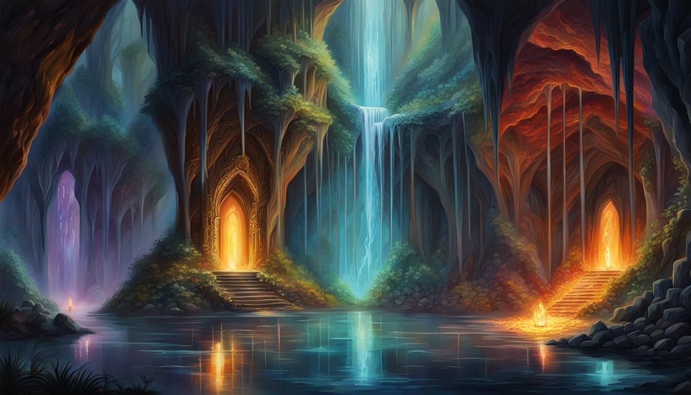 Magical Glowing Crystal Cave Palace