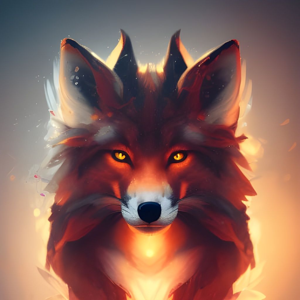Demonic Fox Portrait in Hyperdetailed Style