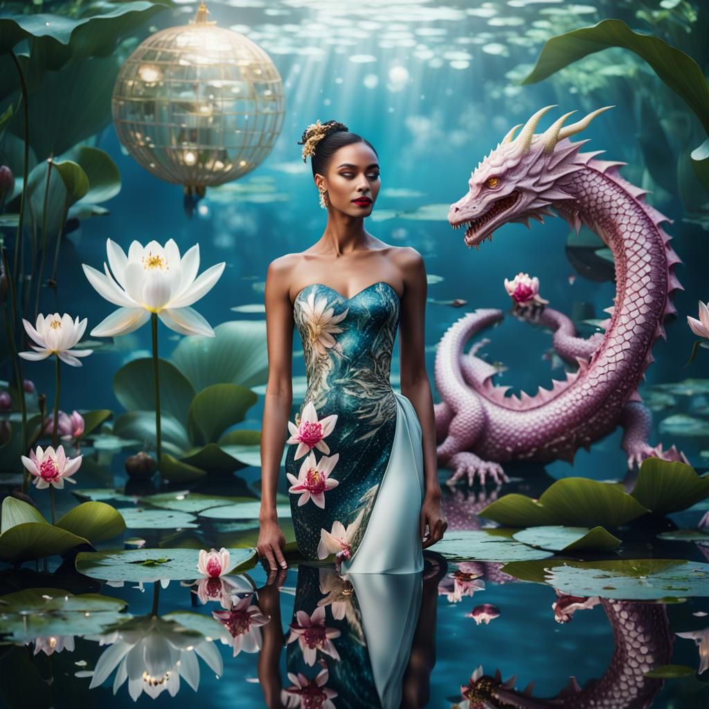 Celestial Dragon Companion: Photorealistic Fashion Editorial