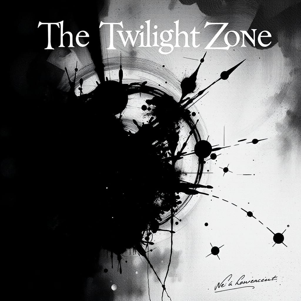 Twilight Zone Poster: Abstract Art in Black and White
