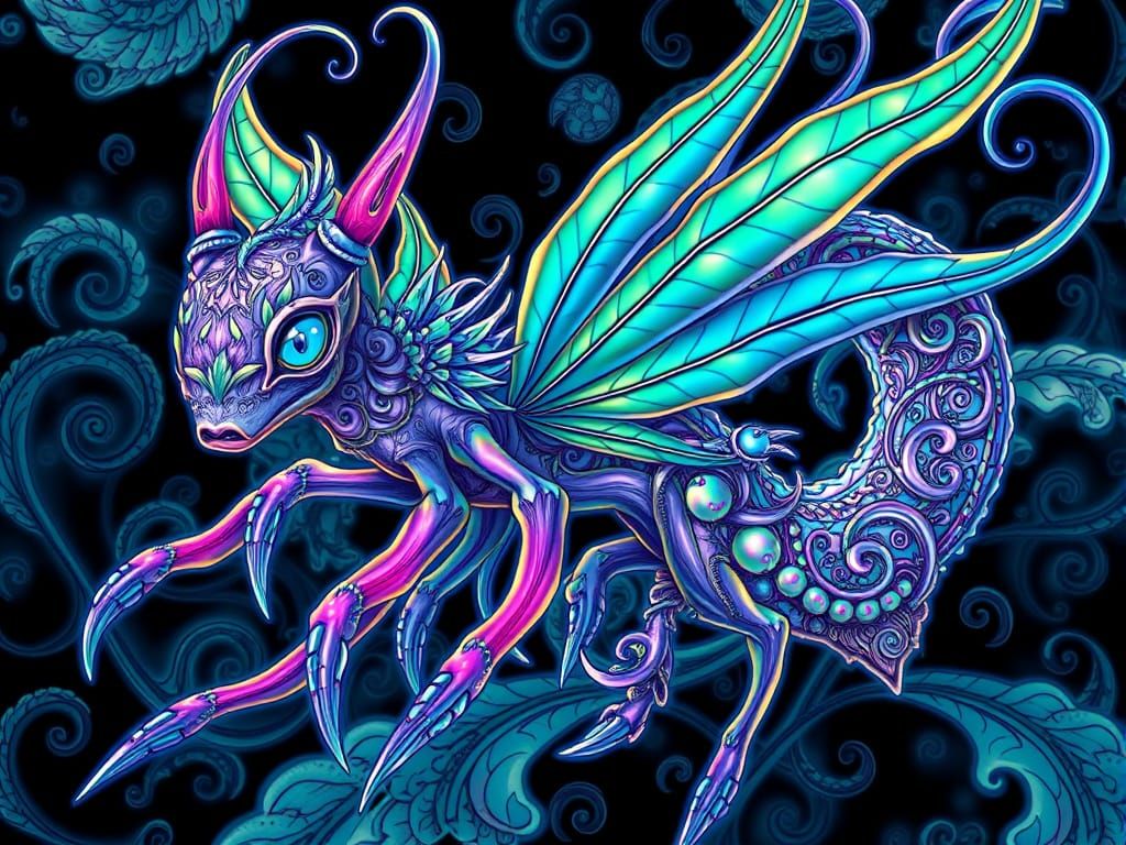 Vibrant Hemp Leaf Creature in Anime Style