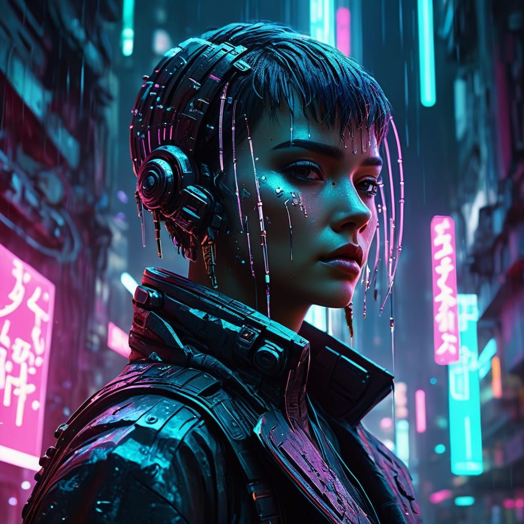Neon Dew Drop Jewelry in Cyberpunk City